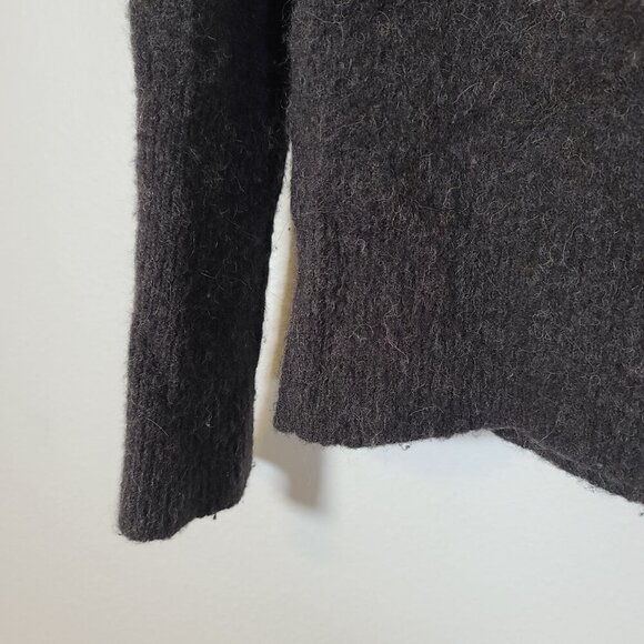 J Crew Wool Aplaca Blend Fuzzy Nubby Turtleneck Sweater Dark Gray Medium - Picture 7 of 7